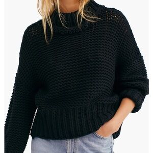 Free People Black Mock Neck Sweater